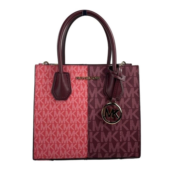 NEW Michael Kors Mercer Medium Messenger Crossbody Bag Oxblood PVC & Leather NEW